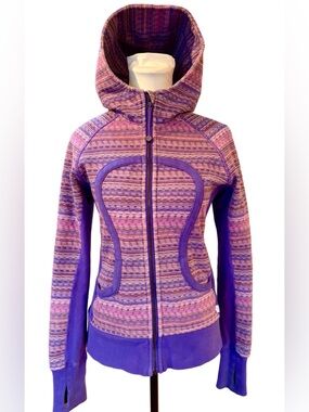 Lululemon Scuba Hoodie Full Zip Size 6 Space Dye Iris Flower Grapefruit EUC